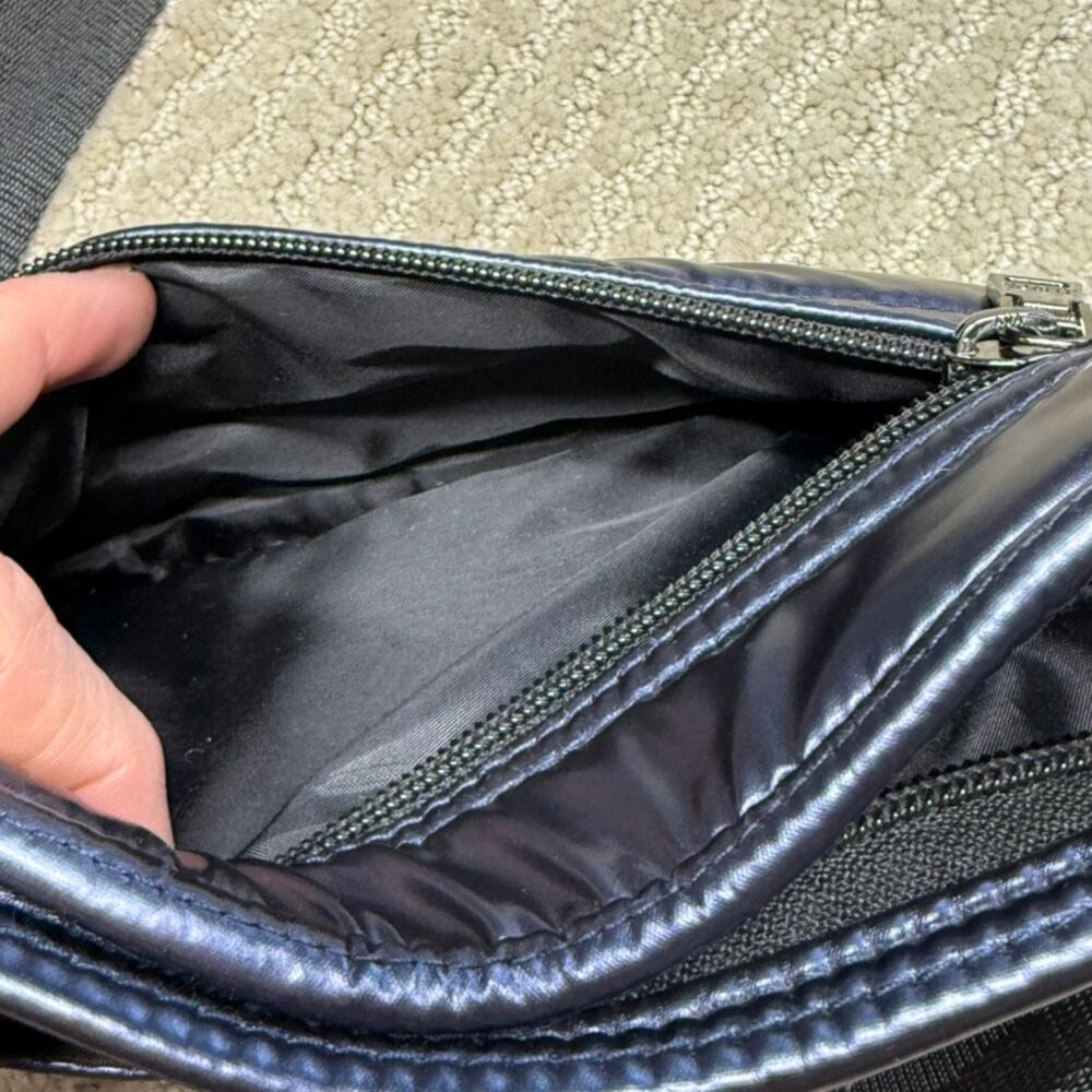 THINK ROYLN Puffer Quilted Crossbody Bum Bag Shiny Navy - Picture 7 of 14